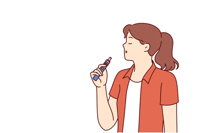 La femme tient la cigarette électronique  Illustration