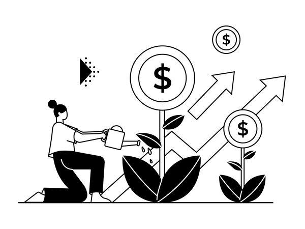 Femme tirant profit de son investissement  Illustration