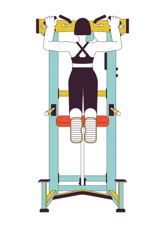 Femme tirant sur une machine à pullup  Illustration