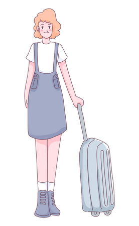 Touriste féminine avec bagages  Illustration