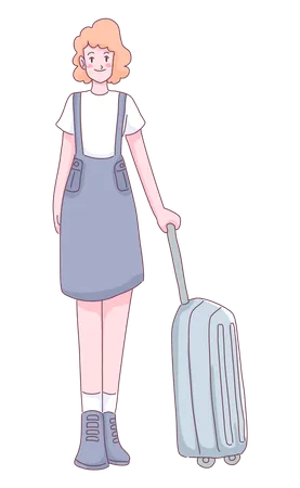 Touriste féminine avec bagages  Illustration