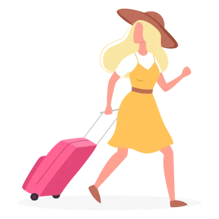 Touriste féminine avec bagages  Illustration