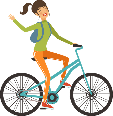 Femme touristique à vélo  Illustration