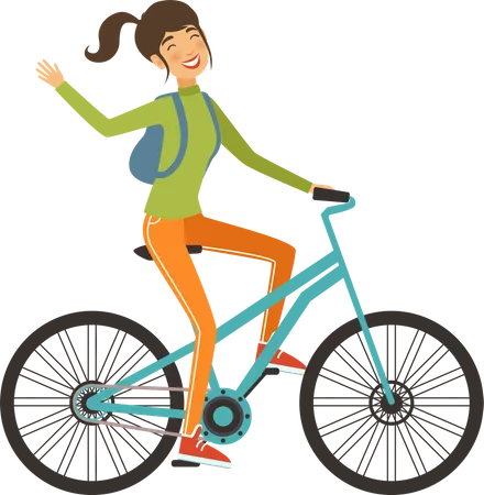 Femme touristique à vélo  Illustration