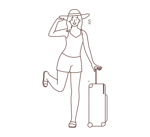 Touriste féminine partant en voyage d'été  Illustration