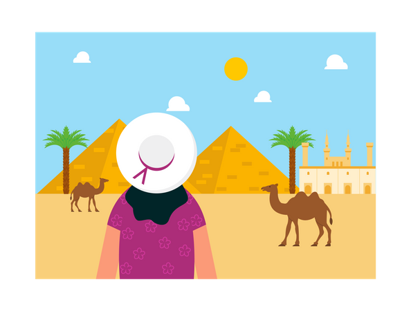 Touriste voyageant en Egypte  Illustration