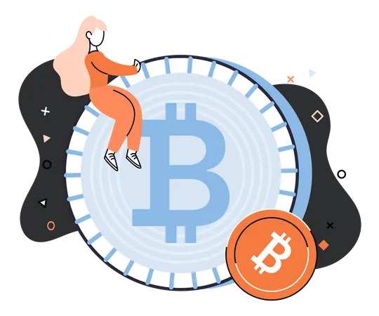 Femme faisant du commerce de bitcoin  Illustration