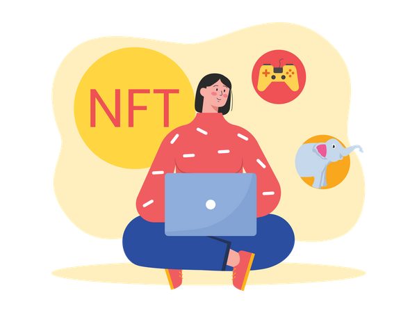 Femme commerçant nft  Illustration