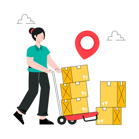 Chariot de transport de marchandises pour femme  Illustration