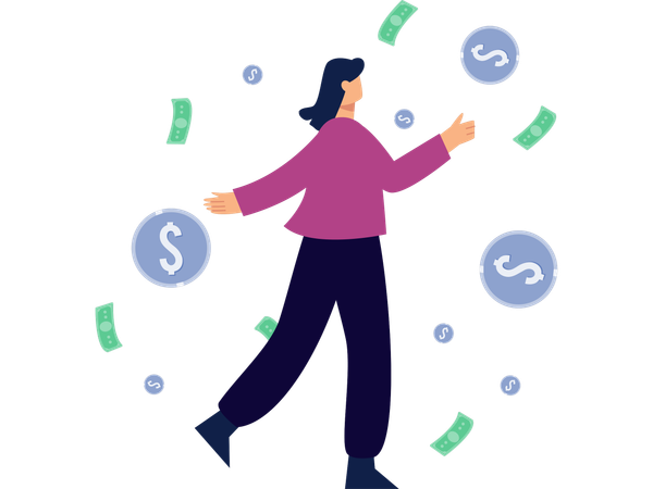 Une femme qui travaille à la création de richesses  Illustration
