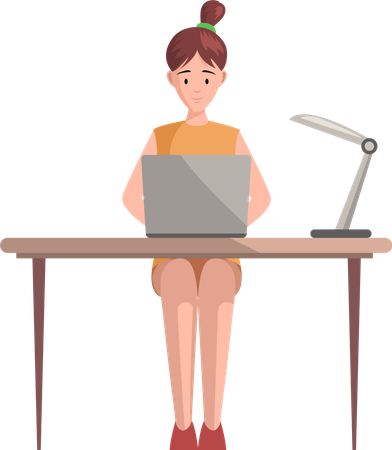 Femme travaillant au bureau  Illustration