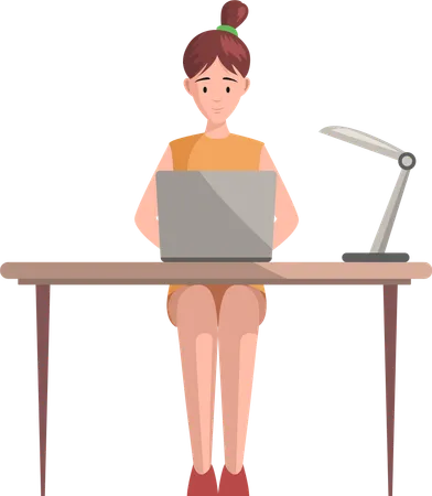 Femme travaillant au bureau  Illustration