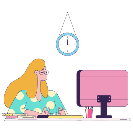 Femme travaillant au bureau  Illustration