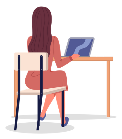 Femme travaillant au bureau  Illustration