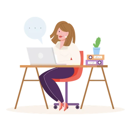 Femme travaillant au bureau  Illustration