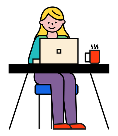 Femme travaillant au bureau  Illustration