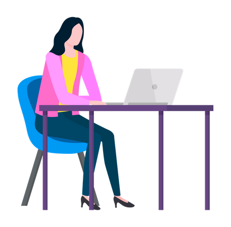 Femme travaillant au bureau  Illustration