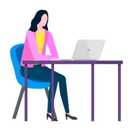 Femme travaillant au bureau  Illustration