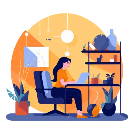 Femme travaillant au bureau  Illustration