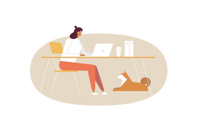 Femme travaillant au bureau  Illustration