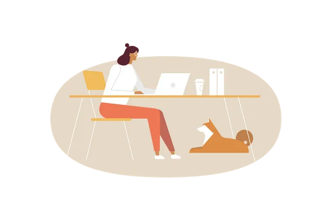 Femme travaillant au bureau  Illustration