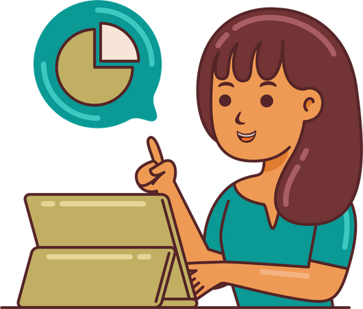 Femme travaillant avec l'analyse de conception  Illustration