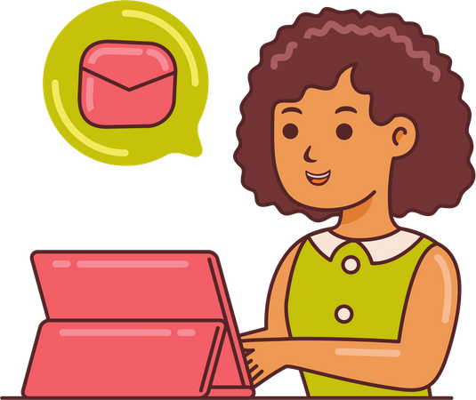 Femme travaillant avec une tablette  Illustration