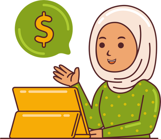 Femme travaillant avec une tablette  Illustration