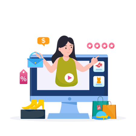 Femme travaillant comme blogueuse de mode  Illustration