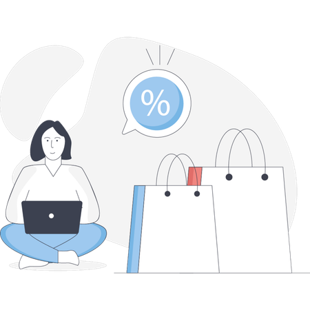 Femme travaillant dans un magasin discount  Illustration