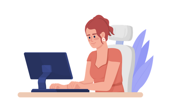 Femme travaillant en ligne  Illustration
