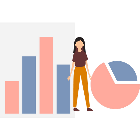 Femme travaillant sur un graphique d'analyse  Illustration