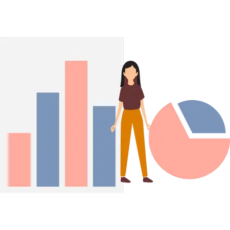 Femme travaillant sur un graphique d'analyse  Illustration