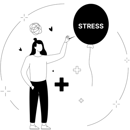 Femme travaillant sur la gestion du stress  Illustration