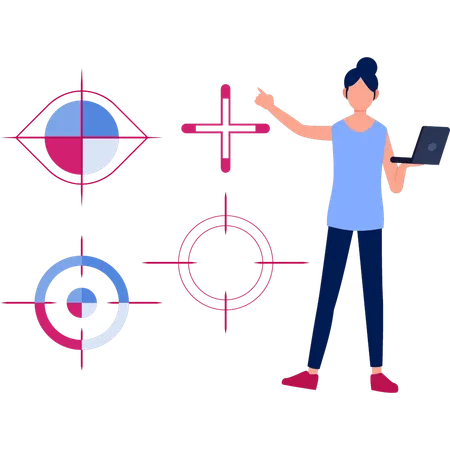 Femme travaillant sur la mise au point de la caméra  Illustration