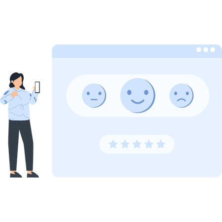 Femme travaillant sur la satisfaction client  Illustration