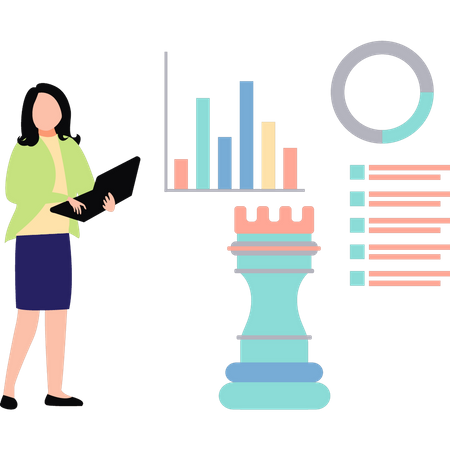 Femme travaillant sur la stratégie d'entreprise  Illustration