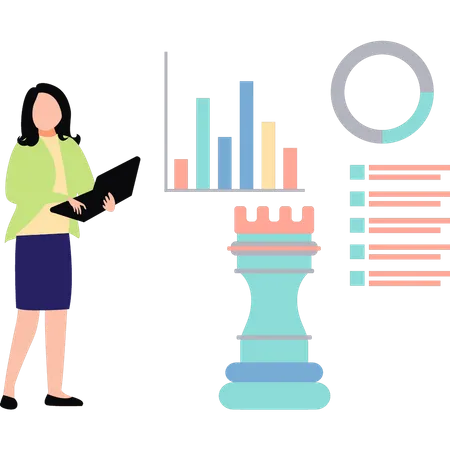 Femme travaillant sur la stratégie d'entreprise  Illustration