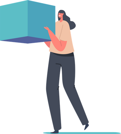 Femme travaillant sur la technologie blockchain  Illustration