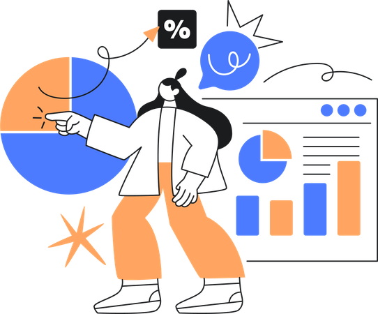 Femme travaillant sur l'analyse des données  Illustration