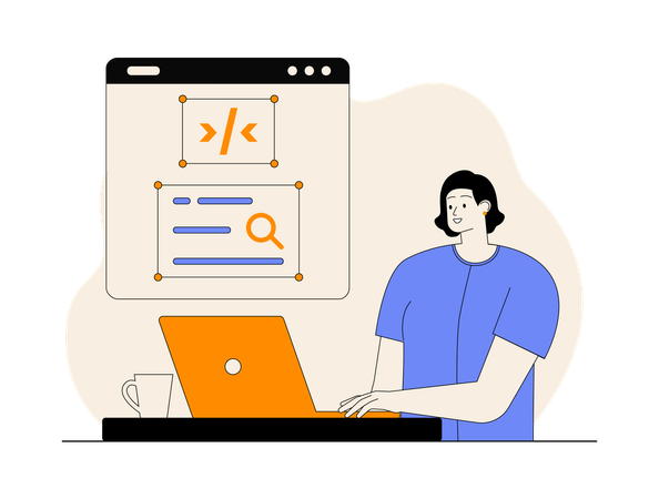 Femme travaillant sur le développement de sites Web  Ilustração