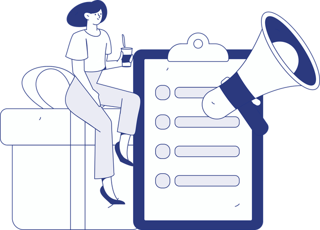 Femme travaillant sur le marketing numérique  Illustration