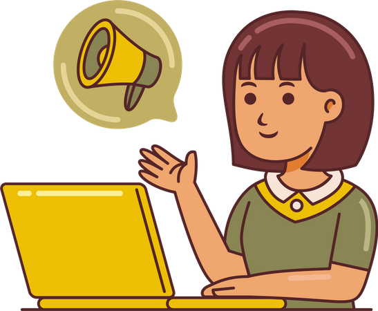 Femme travaillant sur le marketing numérique  Illustration