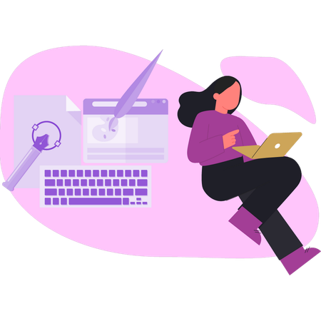 Femme travaillant sur un graphique Web  Illustration