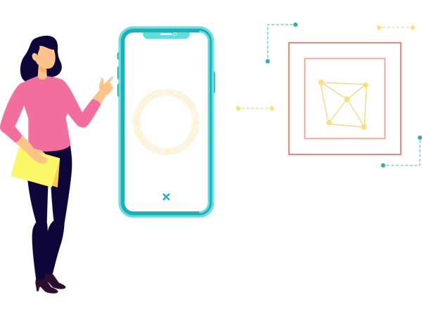 Femme travaillant sur l'identification du profil  Illustration