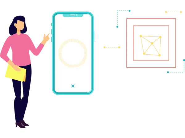 Femme travaillant sur l'identification du profil  Illustration