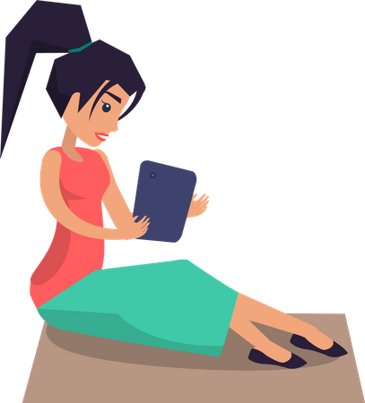 Femme travaillant sur tablette  Illustration