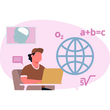 Femme travaillant sur un calcul mathématique  Illustration