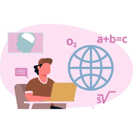 Femme travaillant sur un calcul mathématique  Illustration