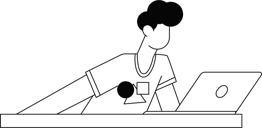 Femme travaillant sur un ordinateur portable  Illustration